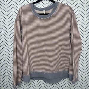 Mia & Tess Collegiate Crewneck Striped long sleeve knit sweatshirt jersey Large